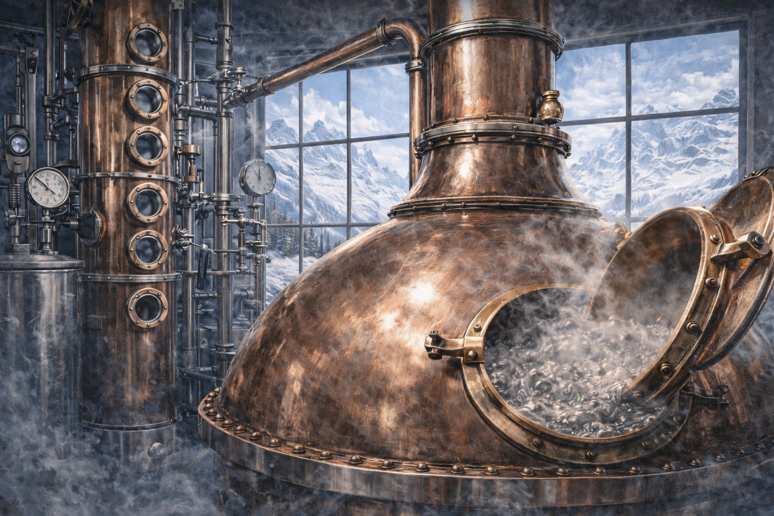 Copper distillation still